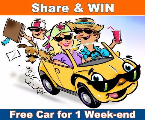 Share and Win a Car For an entire Weekend to spend it as you want!